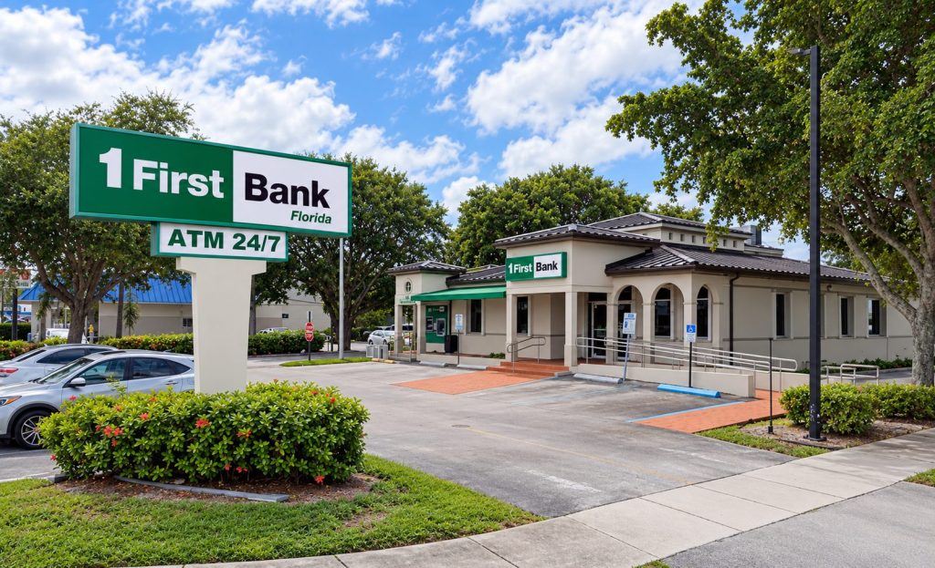 1FirstBank pylon sign and building cabinet sign
