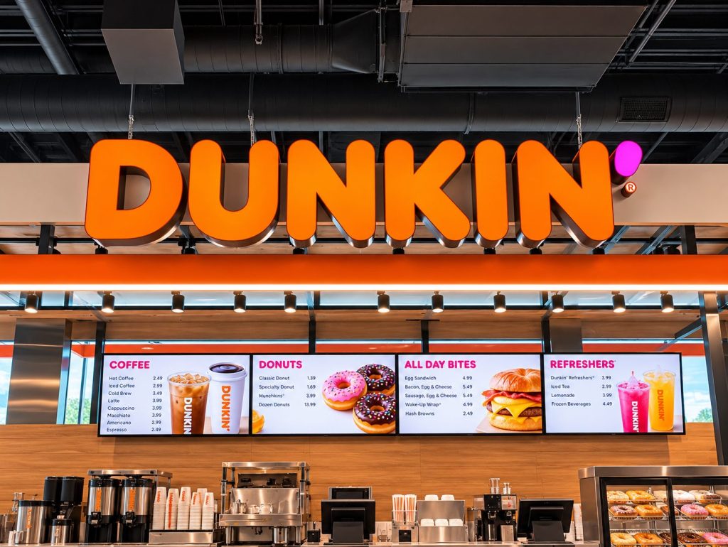 Dunkin' channel letters above the service counter