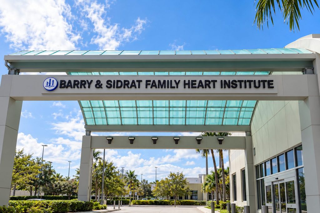 Barry & Sidrat Family Heart Institute entrance with channel letters
