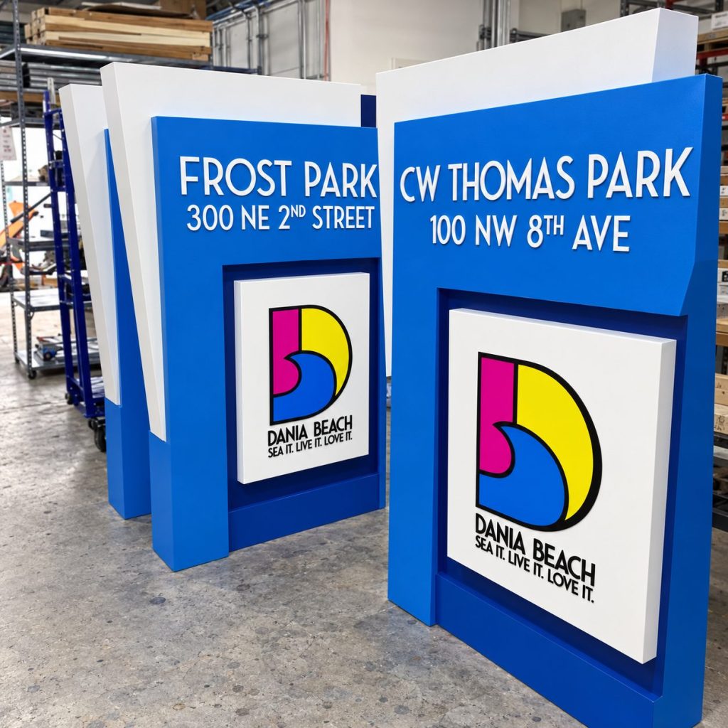 Dania Beach park signs in the AMS shop