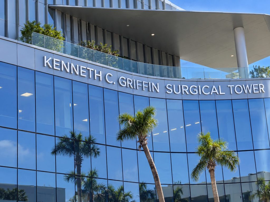 Kenneth C. Griffin Surgical Tower dimensional letters