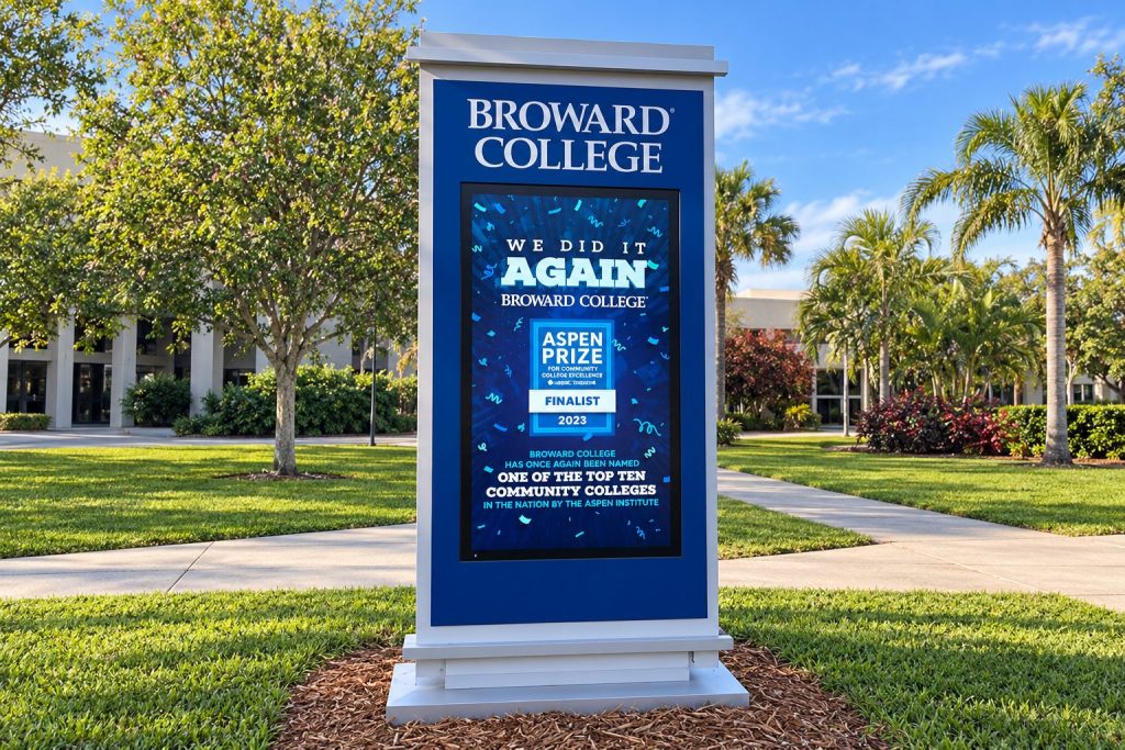 Broward College digital sign on campus
