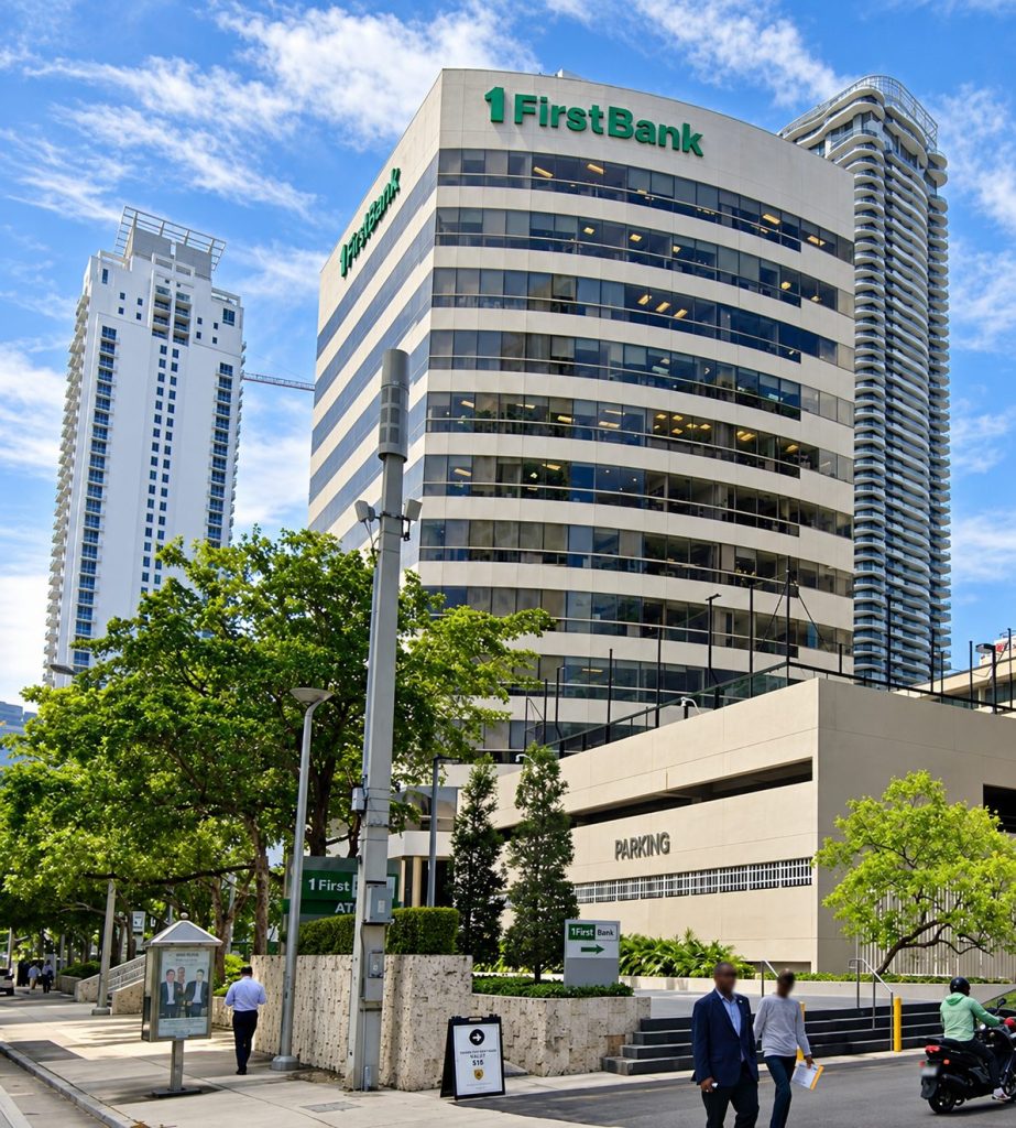 1FirstBank sign on a Brickell high-rise