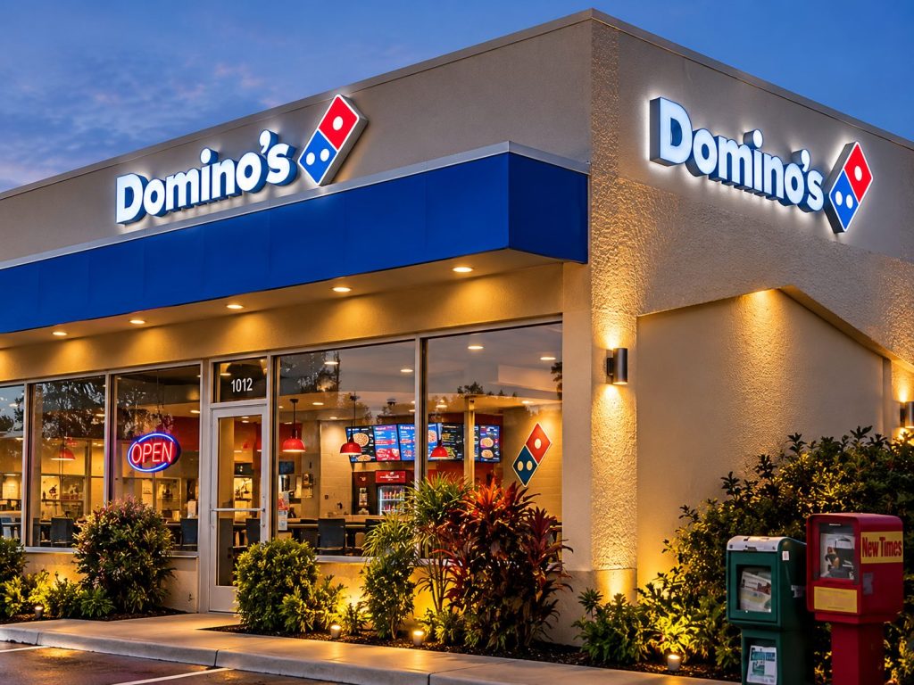 Domino's front and back lit channel letters