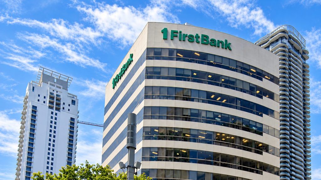 FirstBank high-rise building signs in Miami