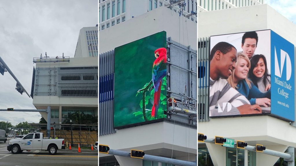 Miami Dade College building with LED displays