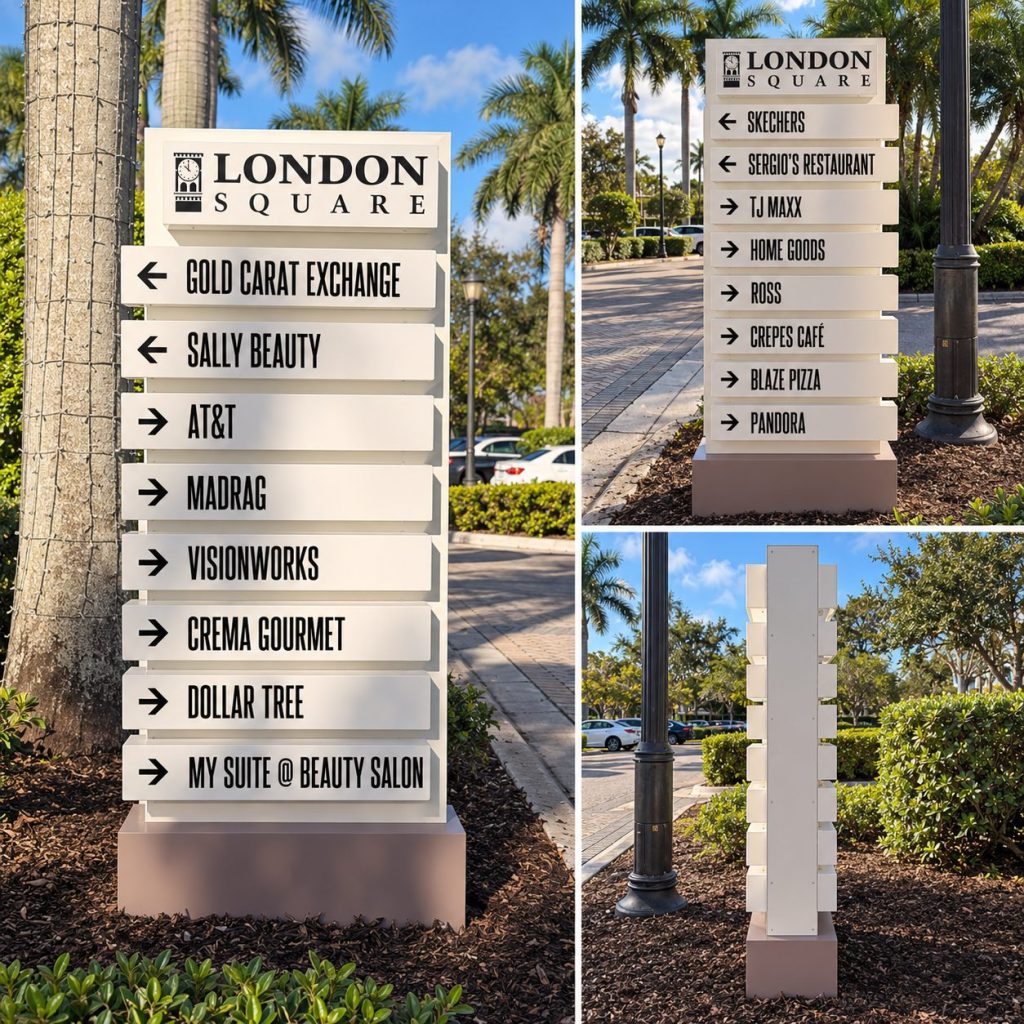London Square directional sign collage