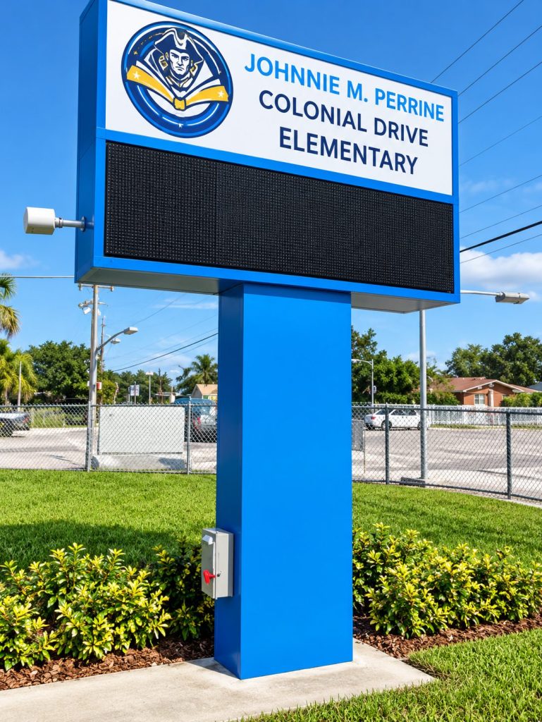 Johnnie M. Perrine Colonial Drive Elementary sign with electronic message center