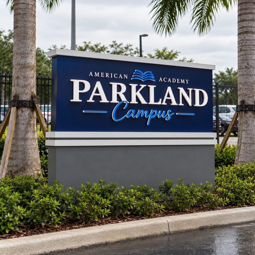 American Academy Parkland Campus monument sign