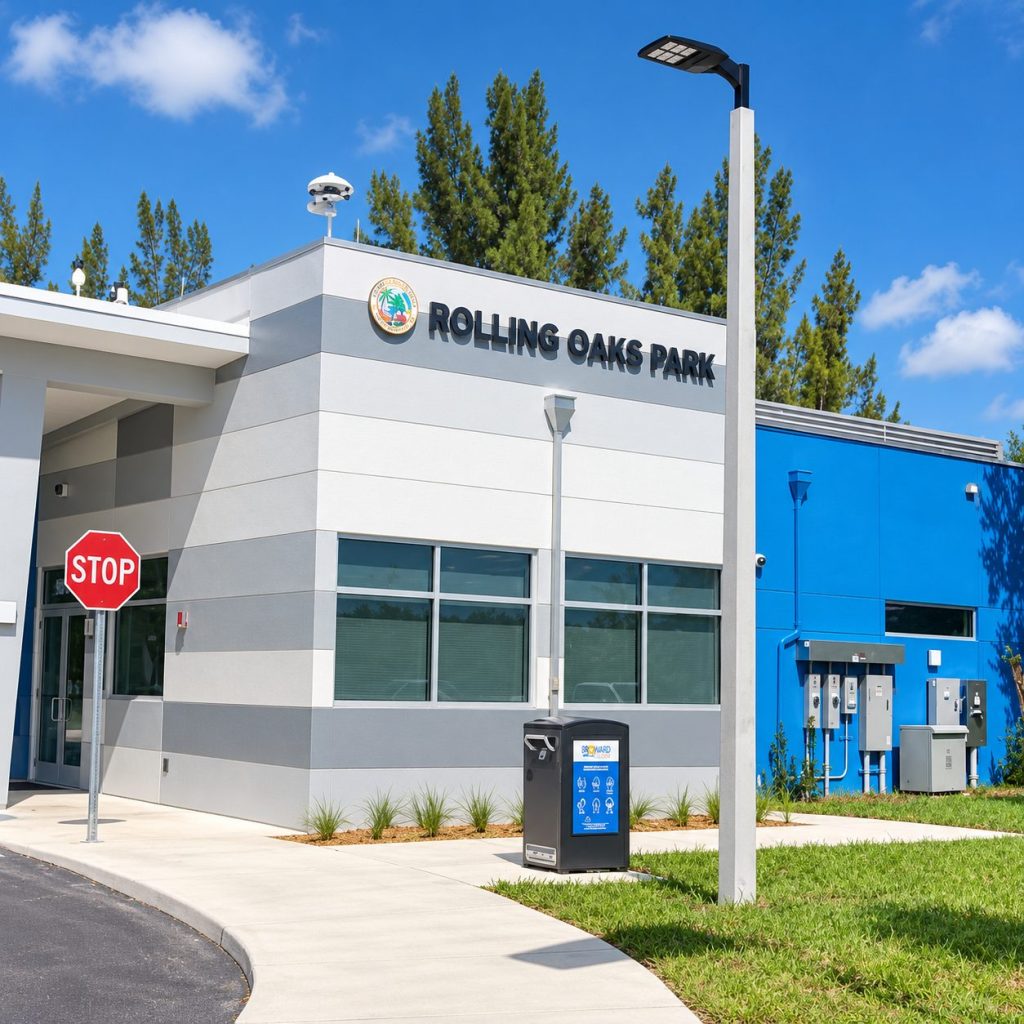 Rolling Oaks Park building with exterior signage