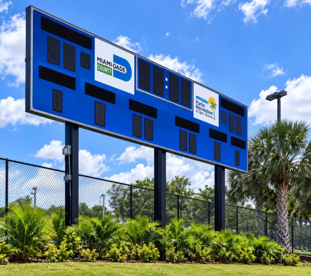 Stadium scoreboard installation