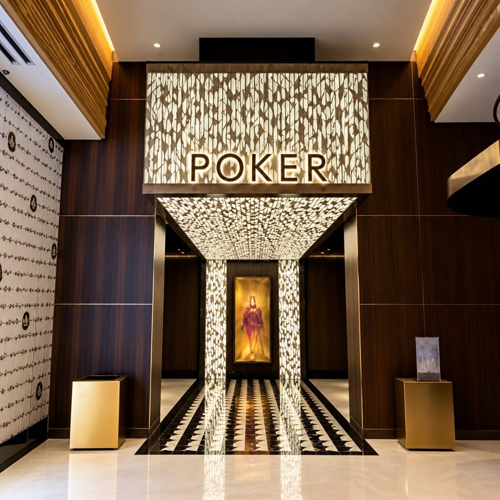 Casino poker room entrance with slim channel letters