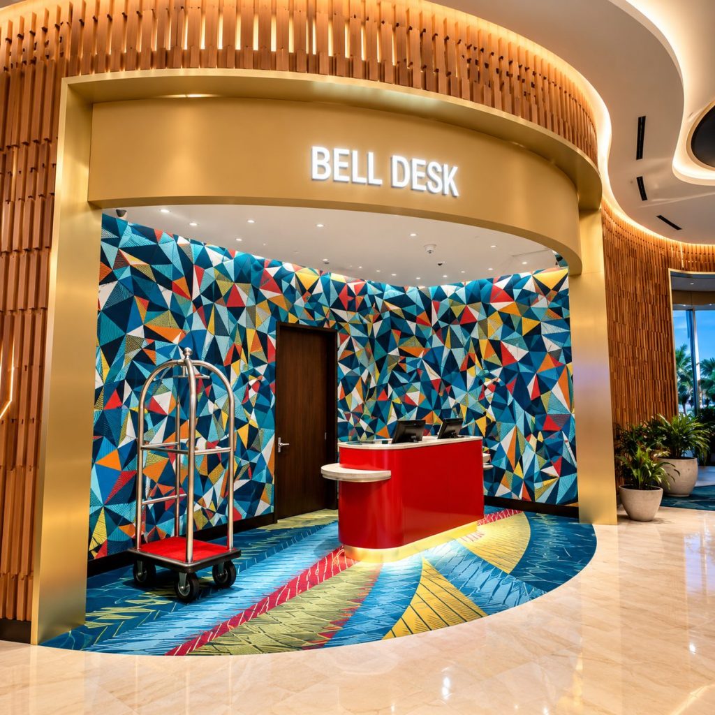 Hotel bell desk with slim channel letters
