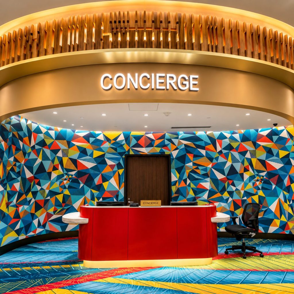 Hotel concierge desk with slim channel letters